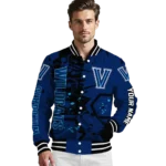 personalized villanova wildcats hexagon cluster navy black varsity jacket best selling.webp