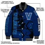 personalized villanova wildcats hexagon cluster navy black varsity jacket best selling.webp