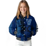 personalized villanova wildcats hexagon cluster navy black varsity jacket best selling.webp