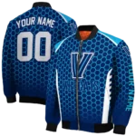 personalized villanova wildcats hexagon grid navy bomber jacket best selling