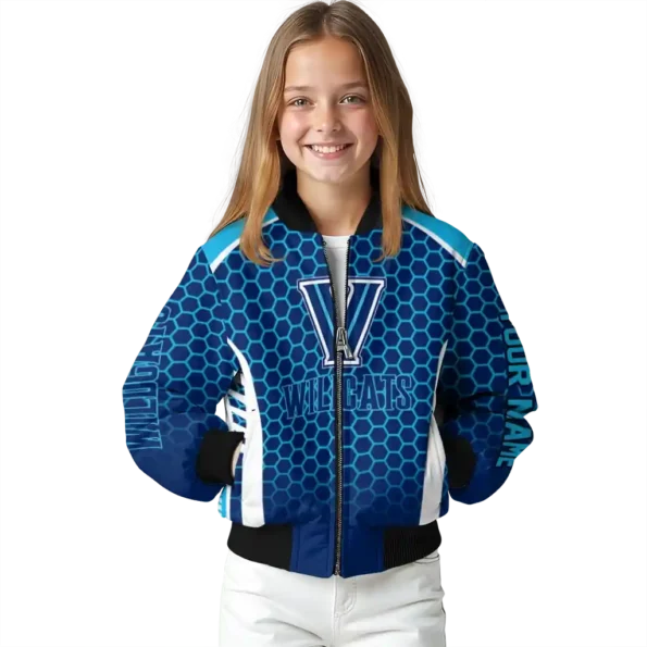 personalized villanova wildcats hexagon grid navy bomber jacket top rated