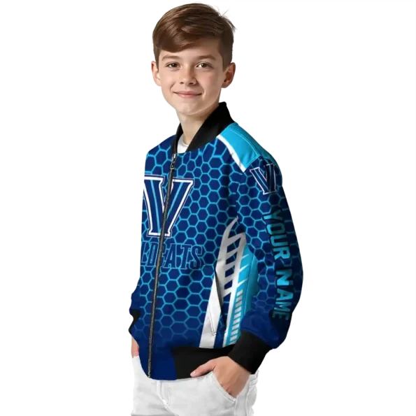 personalized villanova wildcats hexagon grid navy bomber jacket trendy