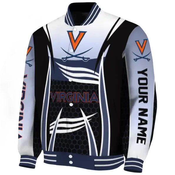 personalized virginia cavaliers mesh effect blue black varsity jacket best selling.webp