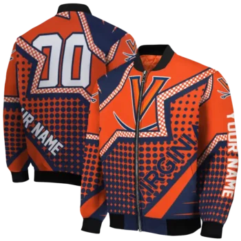 personalized virginia cavaliers star burst blue bomber jacket fashion forward