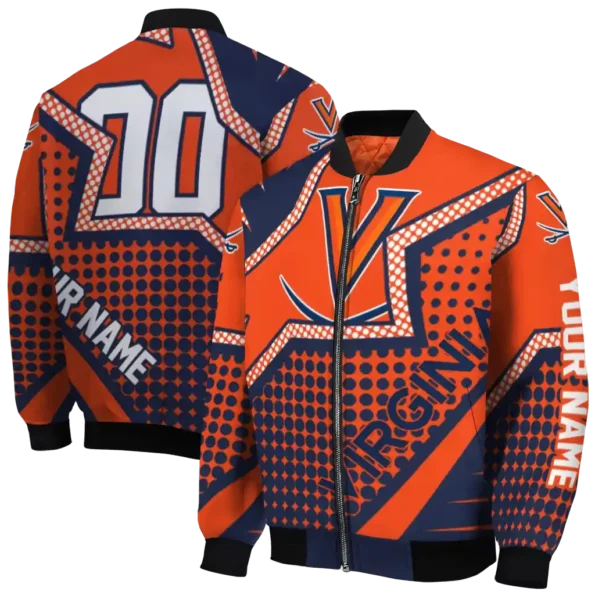 personalized virginia cavaliers star burst blue bomber jacket fashion forward