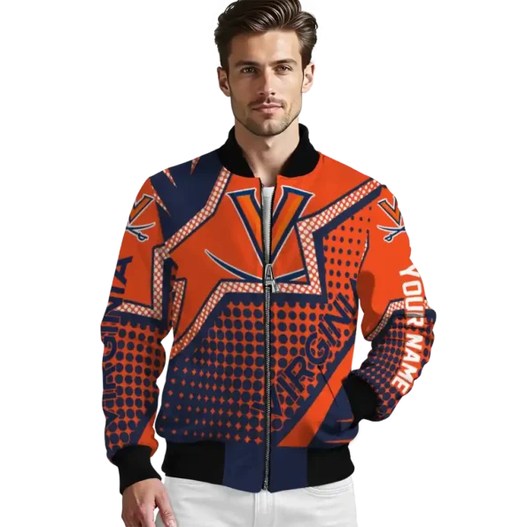 personalized virginia cavaliers star burst blue bomber jacket high quality