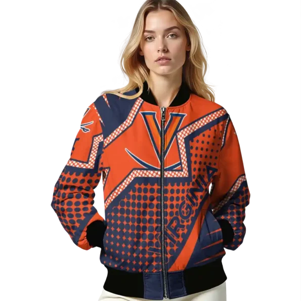 personalized virginia cavaliers star burst blue bomber jacket latest model