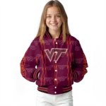 personalized virginia tech hokies bolt stripe maroon varsity jacket best selling.webp