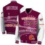 personalized virginia tech hokies ferris arena maroon white varsity jacket best selling.webp