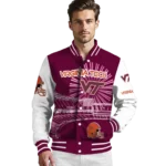 personalized virginia tech hokies ferris arena maroon white varsity jacket best selling.webp