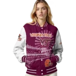 personalized virginia tech hokies ferris arena maroon white varsity jacket best selling.webp
