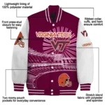 personalized virginia tech hokies ferris arena maroon white varsity jacket best selling.webp