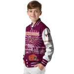 personalized virginia tech hokies ferris arena maroon white varsity jacket best selling.webp