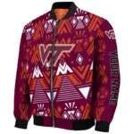 personalized virginia tech hokies pyramid shapes maroon bomber jacket best selling