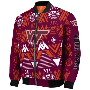 personalized virginia tech hokies pyramid shapes maroon bomber jacket best selling