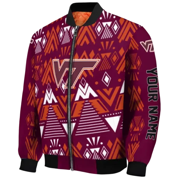 personalized virginia tech hokies pyramid shapes maroon bomber jacket best selling