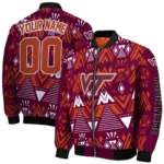 personalized virginia tech hokies pyramid shapes maroon bomber jacket best selling
