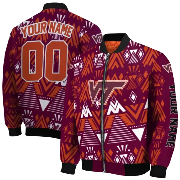 personalized virginia tech hokies pyramid shapes maroon bomber jacket fashion forward