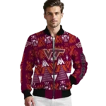 personalized virginia tech hokies pyramid shapes maroon bomber jacket best selling