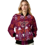 personalized virginia tech hokies pyramid shapes maroon bomber jacket best selling