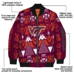 personalized virginia tech hokies pyramid shapes maroon bomber jacket best selling