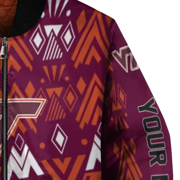 personalized virginia tech hokies pyramid shapes maroon bomber jacket premium grade
