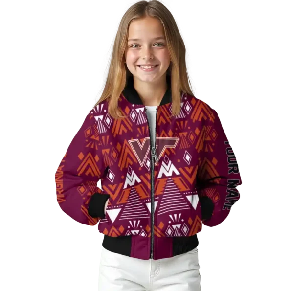personalized virginia tech hokies pyramid shapes maroon bomber jacket top rated