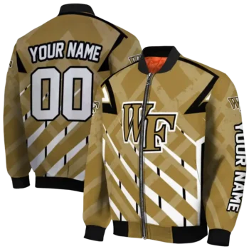 personalized wake forest demon deacons chevron angles gold bomber jacket fashion forward