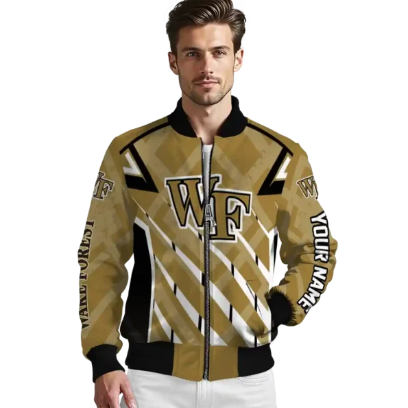 personalized wake forest demon deacons chevron angles gold bomber jacket high quality