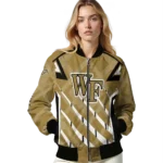 personalized wake forest demon deacons chevron angles gold bomber jacket best selling