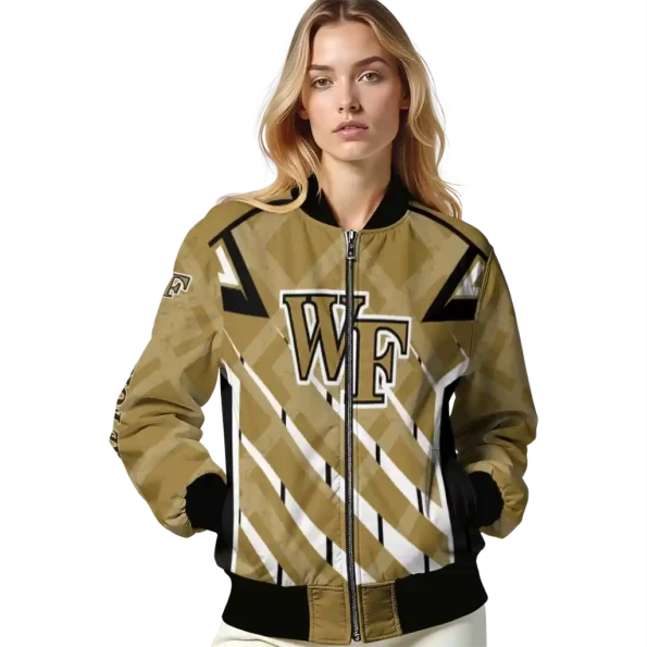personalized wake forest demon deacons chevron angles gold bomber jacket latest model