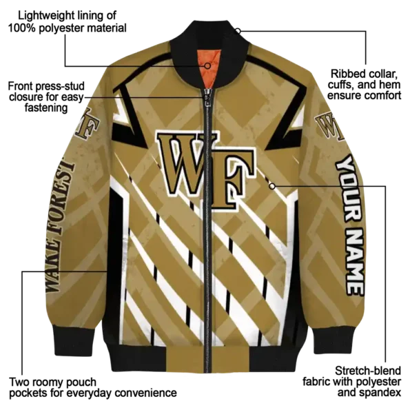 personalized wake forest demon deacons chevron angles gold bomber jacket new arrival