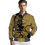 personalized wake forest demon deacons hexagon cluster gold black varsity jacket best selling.webp