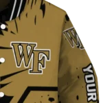 personalized wake forest demon deacons hexagon cluster gold black varsity jacket best selling.webp