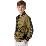 personalized wake forest demon deacons hexagon cluster gold black varsity jacket best selling.webp