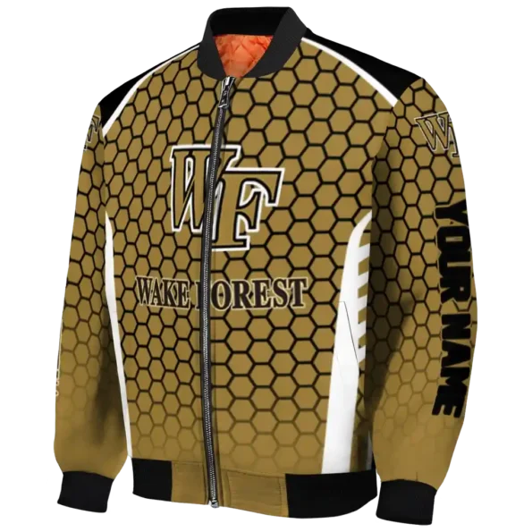 personalized wake forest demon deacons hexagon grid gold bomber jacket best selling