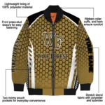 personalized wake forest demon deacons hexagon grid gold bomber jacket best selling