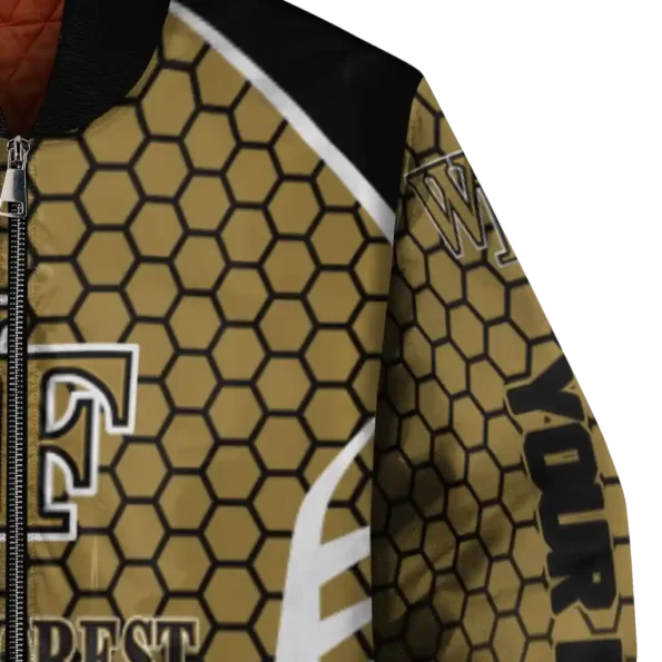 personalized wake forest demon deacons hexagon grid gold bomber jacket premium grade