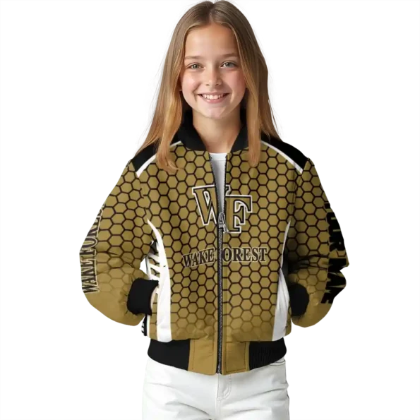 personalized wake forest demon deacons hexagon grid gold bomber jacket top rated