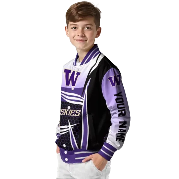 personalized washington huskies mesh effect purple black varsity jacket trendy.webp
