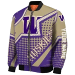 personalized washington huskies star burst purple bomber jacket best selling