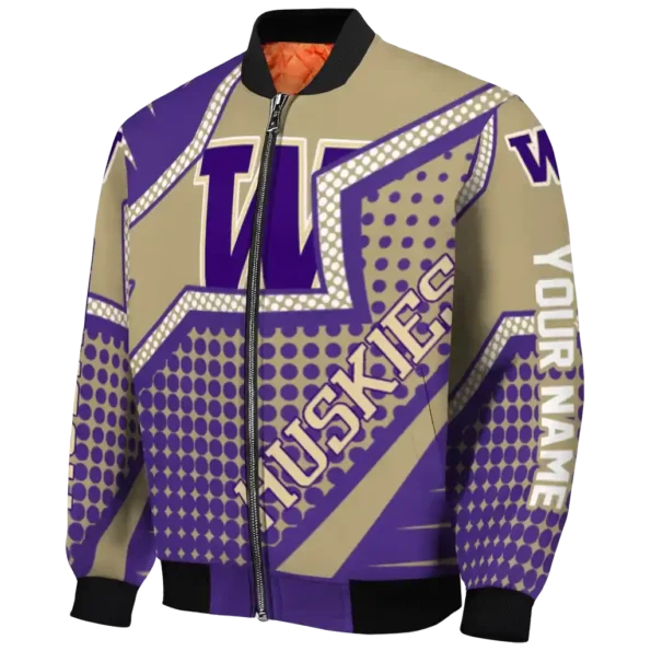 personalized washington huskies star burst purple bomber jacket best selling