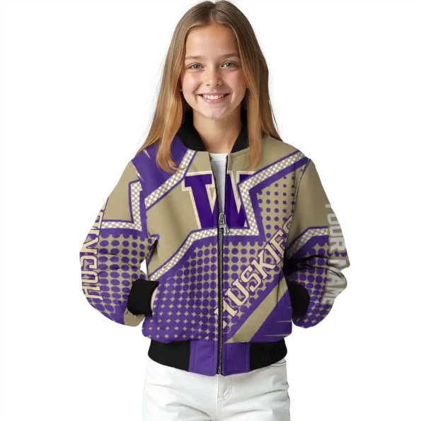 personalized washington huskies star burst purple bomber jacket top rated