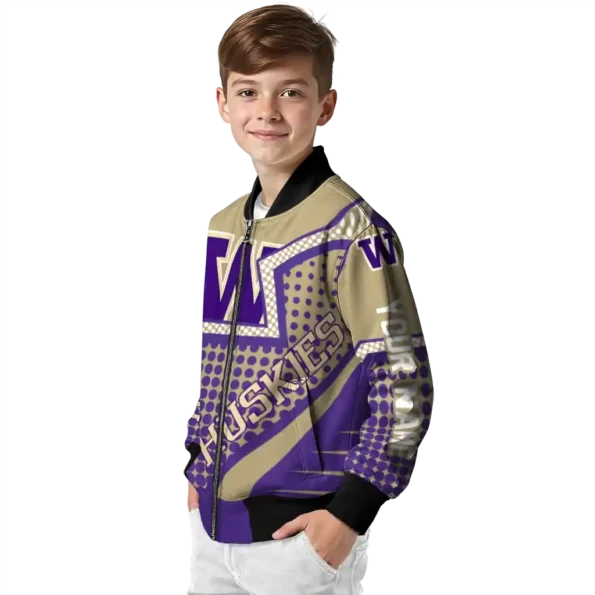personalized washington huskies star burst purple bomber jacket trendy