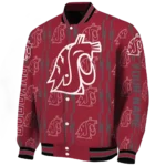 personalized washington state cougars bolt stripe crimson varsity jacket best selling.webp