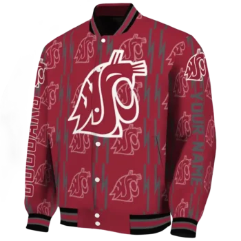 personalized washington state cougars bolt stripe crimson varsity jacket best selling.webp