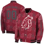 personalized washington state cougars bolt stripe crimson varsity jacket best selling.webp