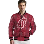 personalized washington state cougars bolt stripe crimson varsity jacket best selling.webp
