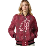 personalized washington state cougars bolt stripe crimson varsity jacket best selling.webp
