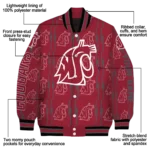 personalized washington state cougars bolt stripe crimson varsity jacket best selling.webp